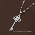 Cristal S925 Sterling Silver Crown Key Shaped Colar de Jóias